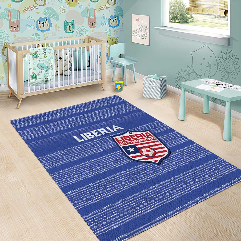 Liberia Football Area Rug African Tribal Pattern - Blue Jersey LT15