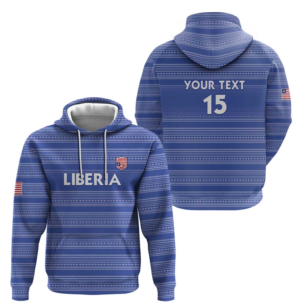 Custom Liberia Football Hoodie Women Blue Jersey LT15