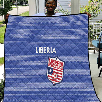 Liberia Football Quilt African Tribal Pattern - Blue Jersey LT15