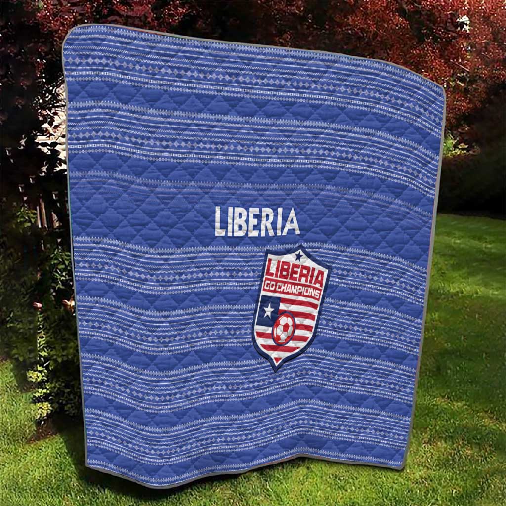 Liberia Football Quilt African Tribal Pattern - Blue Jersey LT15