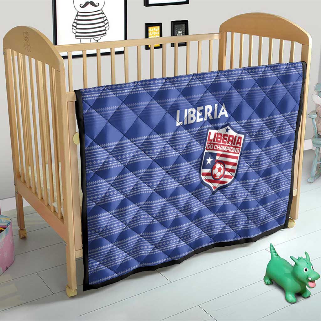 Liberia Football Quilt African Tribal Pattern - Blue Jersey LT15