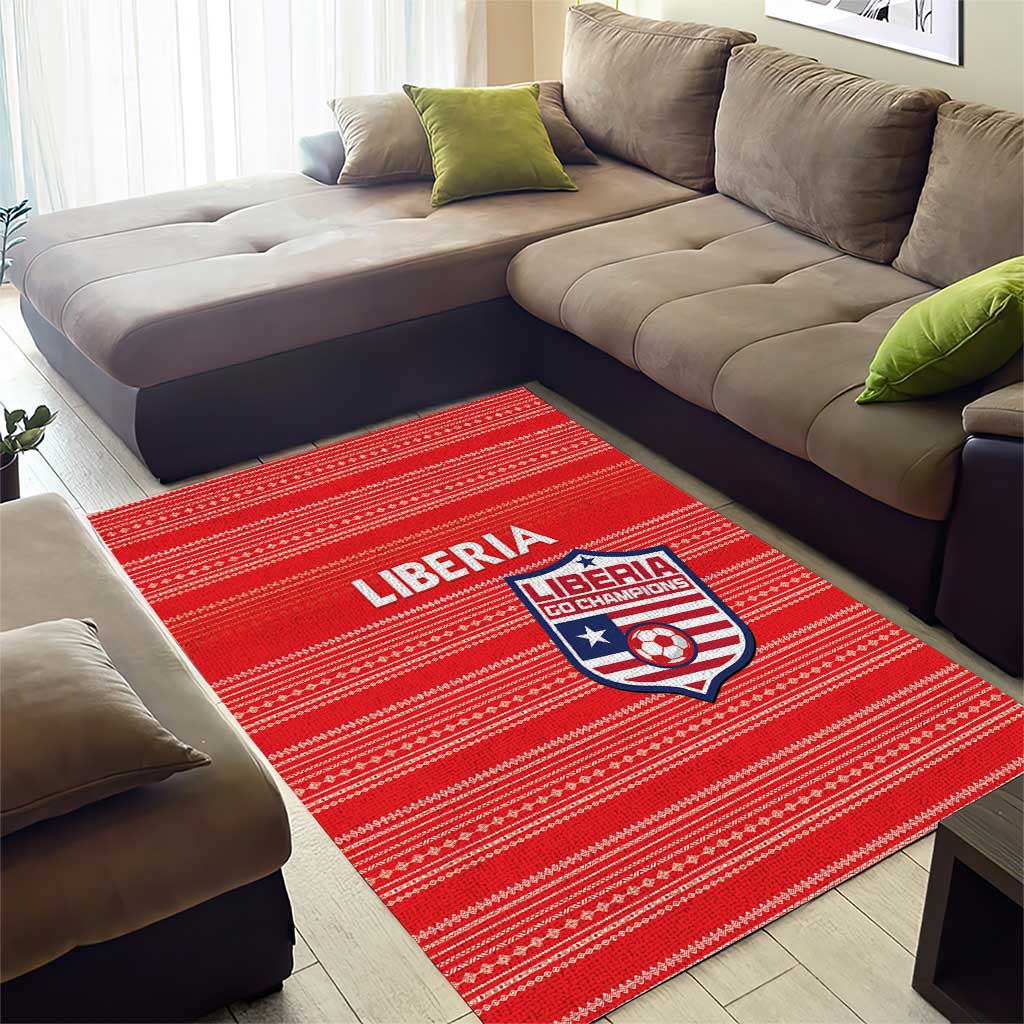 Liberia Football Area Rug African Tribal Pattern - Red Jersey LT15