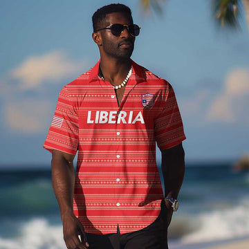 Custom Liberia Football Hawaiian Shirt African Tribal Pattern - Red Jersey LT15