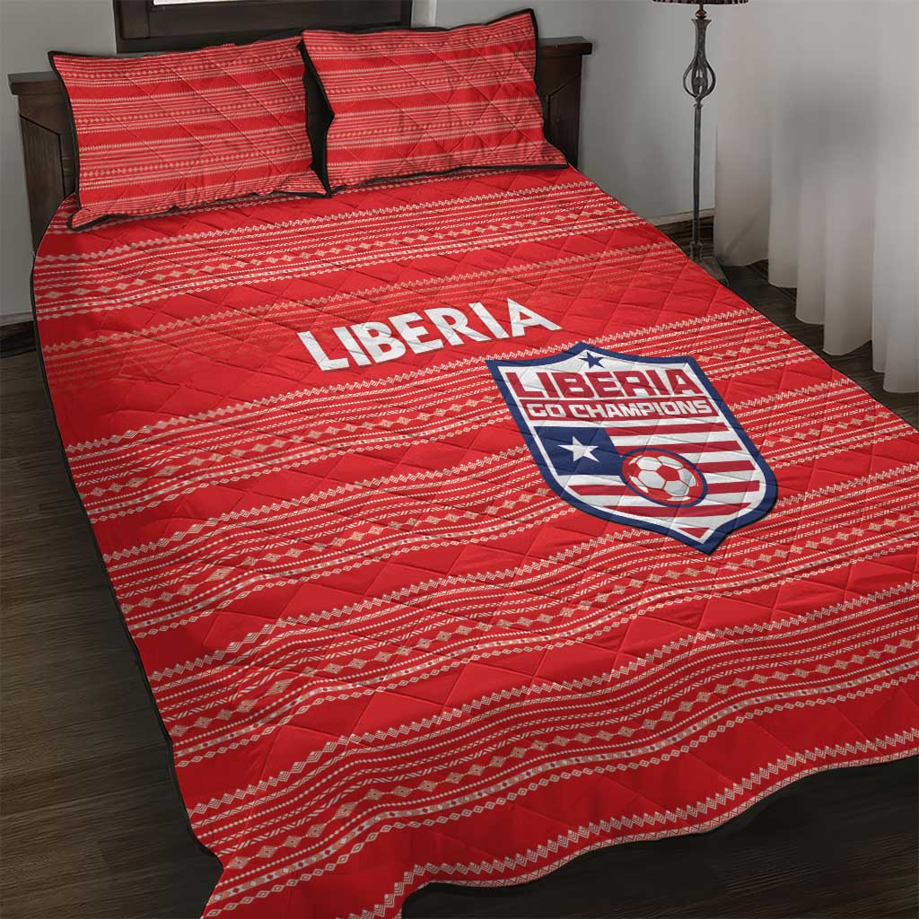 Liberia Football Quilt Bed Set African Tribal Pattern - Red Jersey LT15