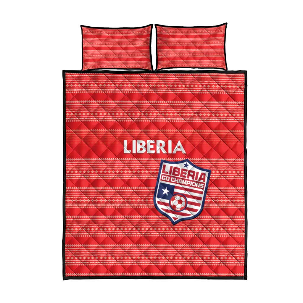 Liberia Football Quilt Bed Set African Tribal Pattern - Red Jersey LT15