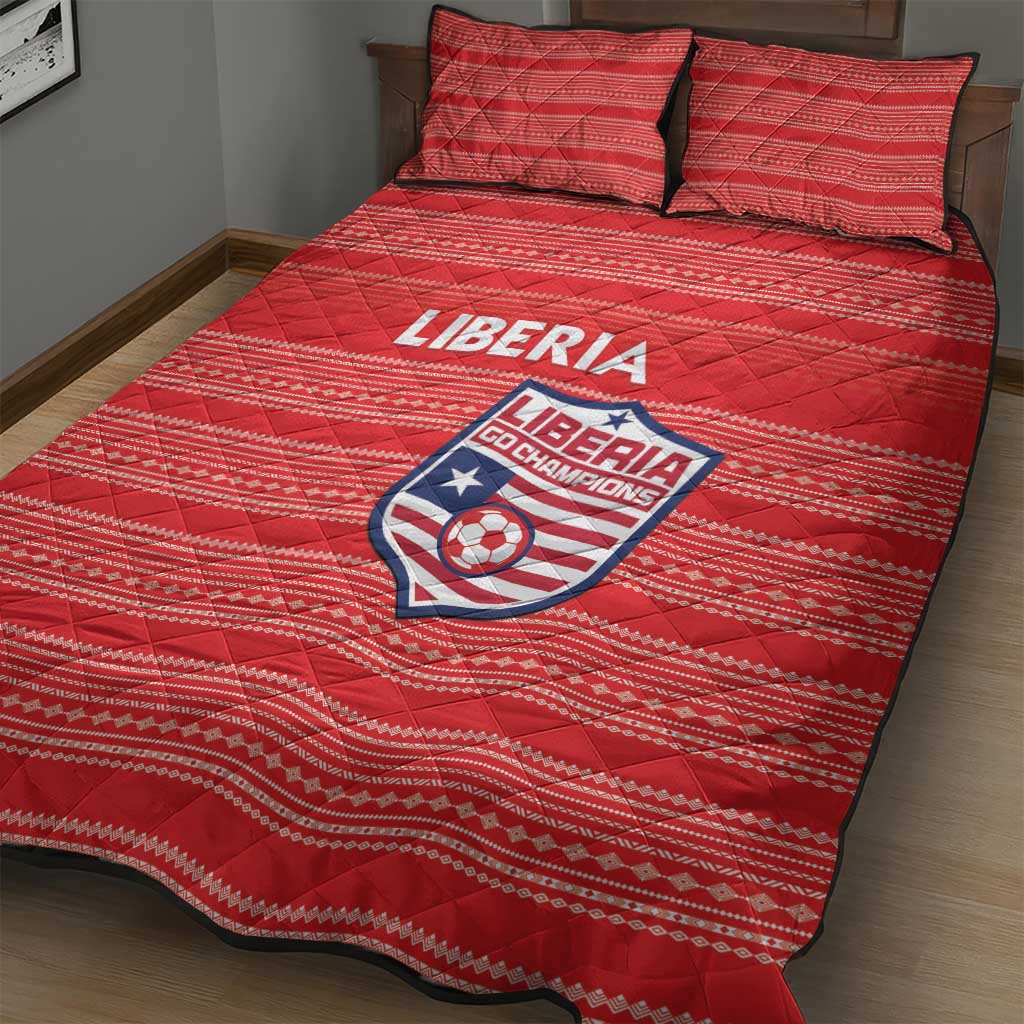 Liberia Football Quilt Bed Set African Tribal Pattern - Red Jersey LT15