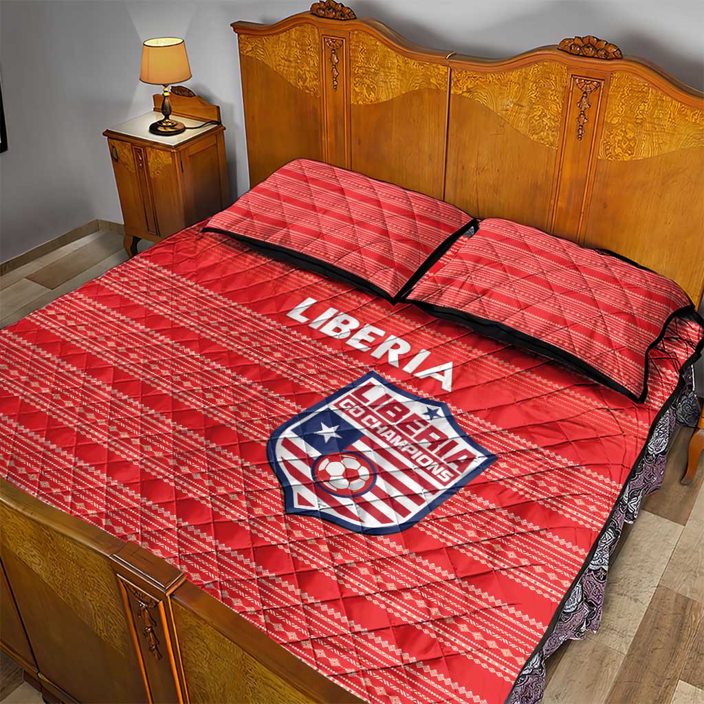 Liberia Football Quilt Bed Set African Tribal Pattern - Red Jersey LT15