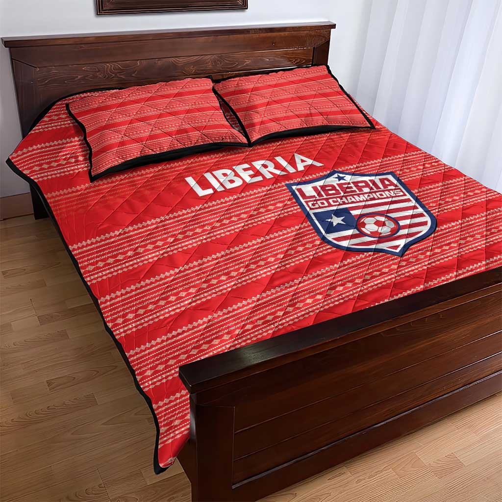 Liberia Football Quilt Bed Set African Tribal Pattern - Red Jersey LT15