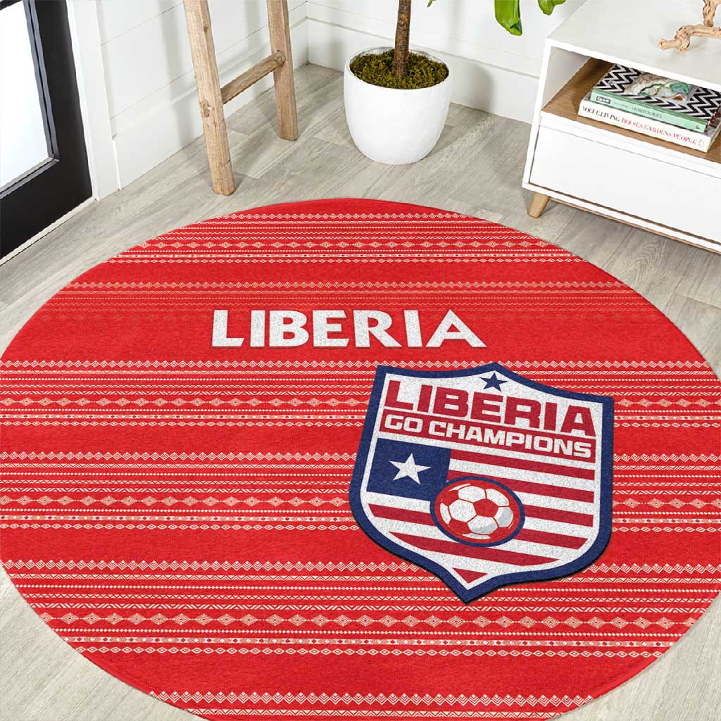 Liberia Football Round Carpet African Tribal Pattern - Red Jersey LT15