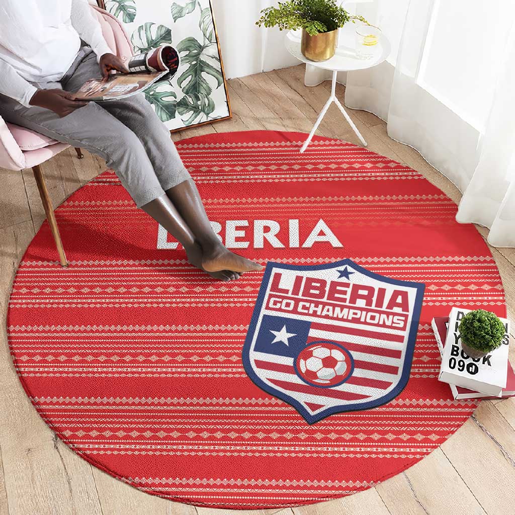 Liberia Football Round Carpet African Tribal Pattern - Red Jersey LT15
