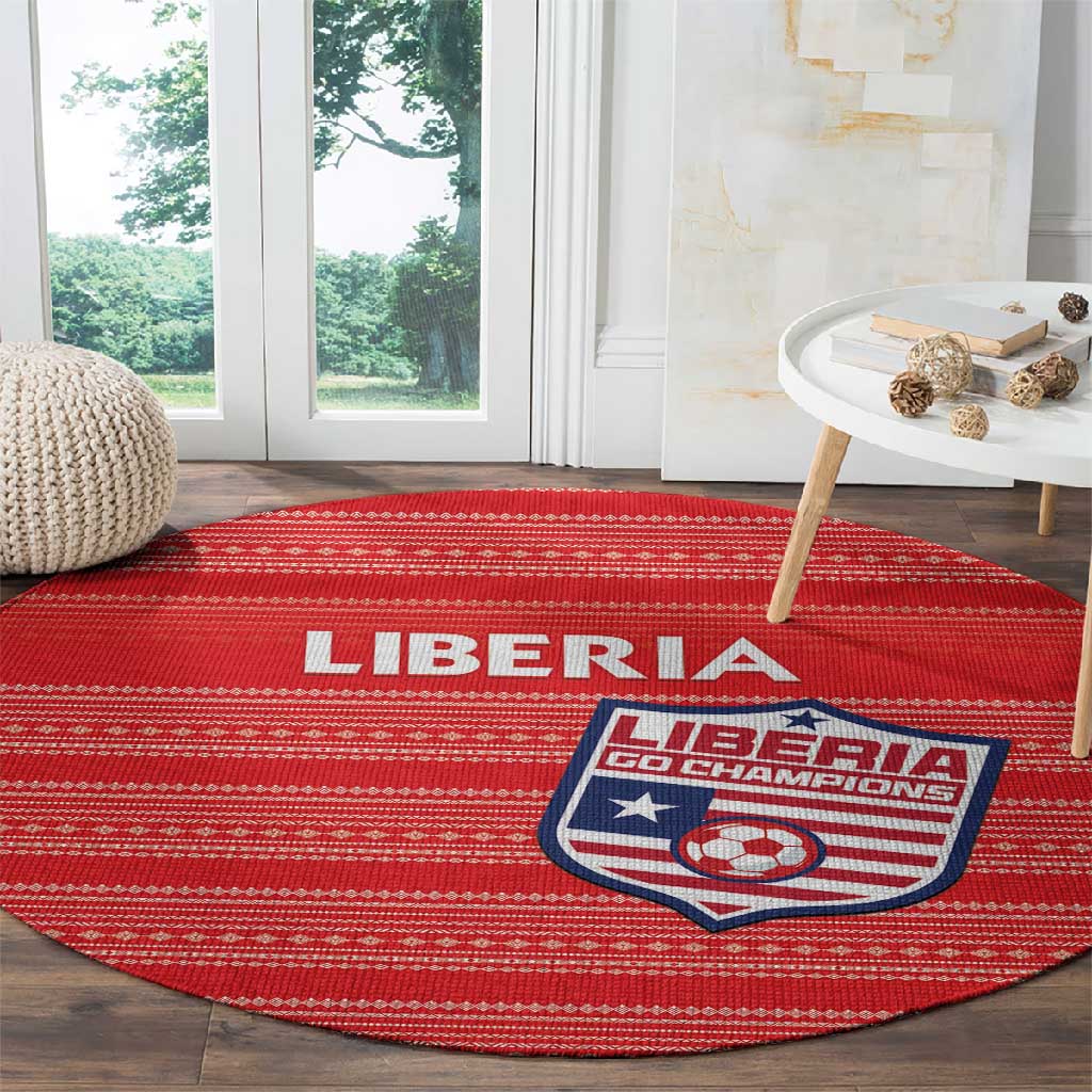 Liberia Football Round Carpet African Tribal Pattern - Red Jersey LT15