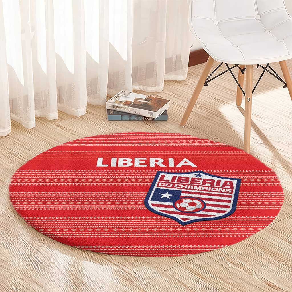Liberia Football Round Carpet African Tribal Pattern - Red Jersey LT15