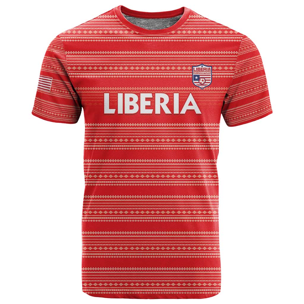 Custom Liberia Football T shirt African Tribal Pattern - Red Jersey LT15