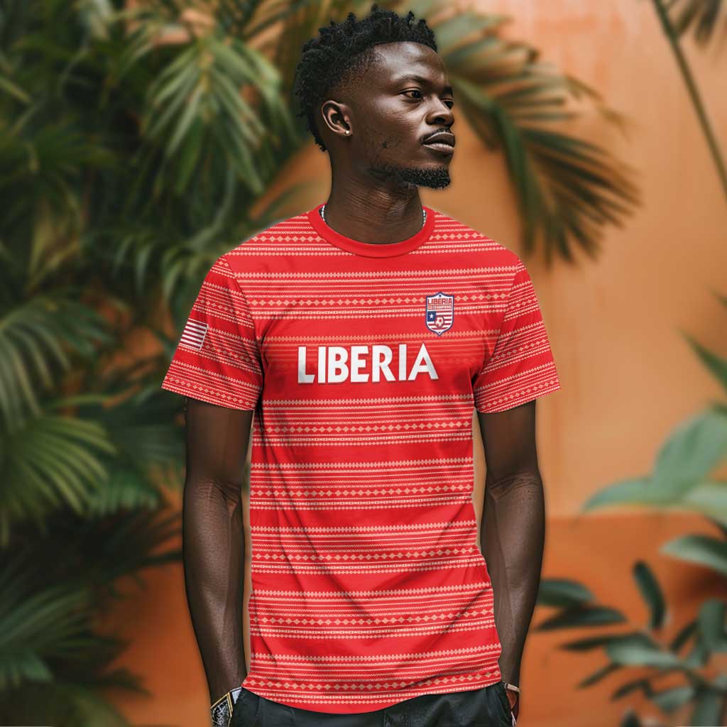 Custom Liberia Football T shirt African Tribal Pattern - Red Jersey LT15