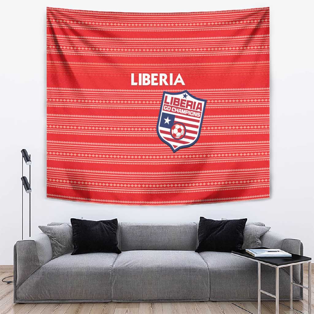 Liberia Football Tapestry African Tribal Pattern - Red Jersey LT15