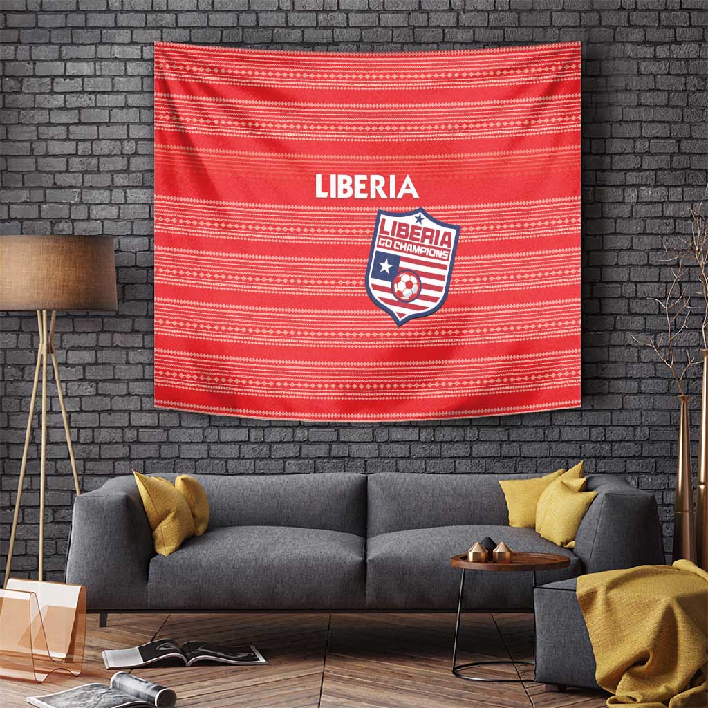 Liberia Football Tapestry African Tribal Pattern - Red Jersey LT15