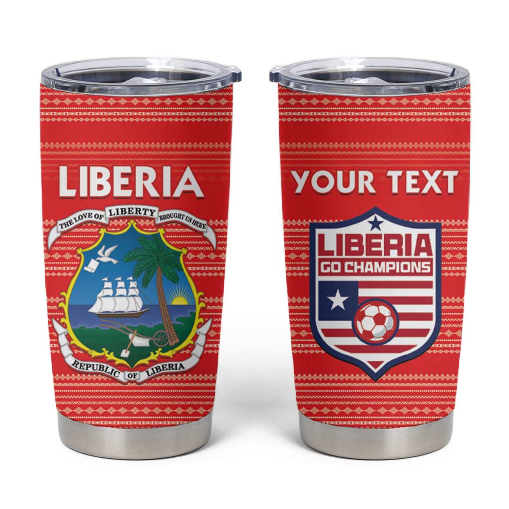 Custom Liberia Football Tumbler Cup African Tribal Pattern - Red Jersey LT15