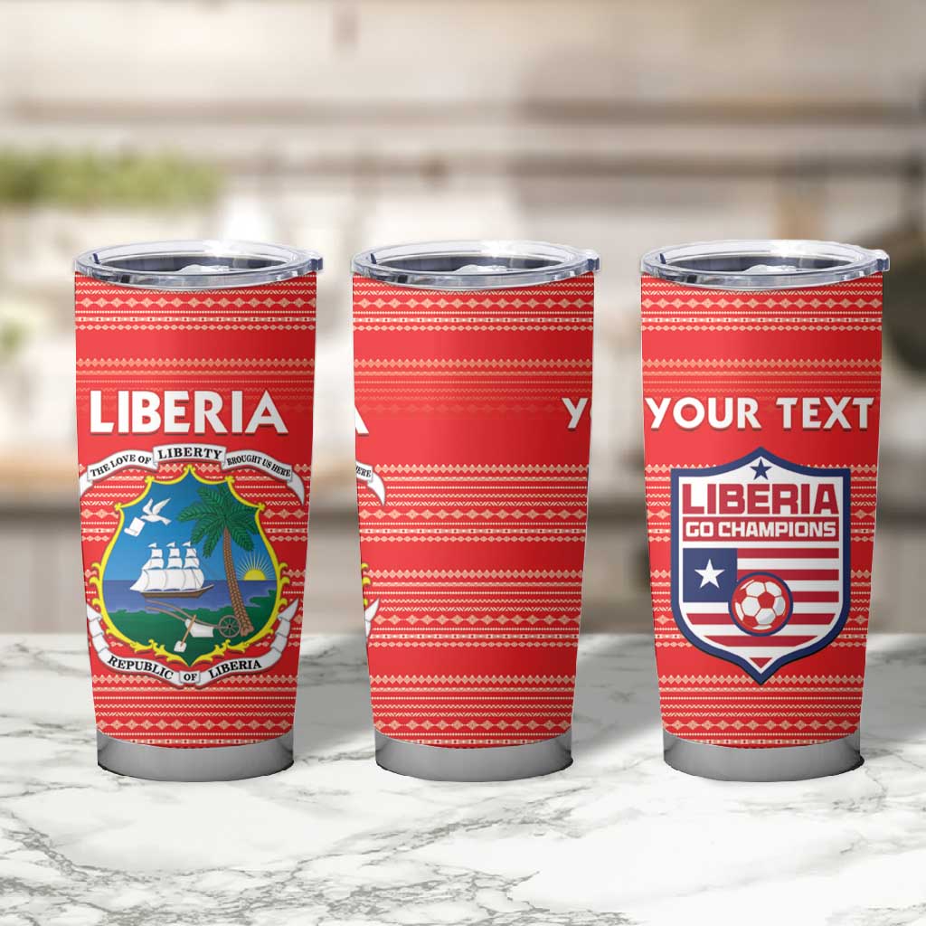 Custom Liberia Football Tumbler Cup African Tribal Pattern - Red Jersey LT15