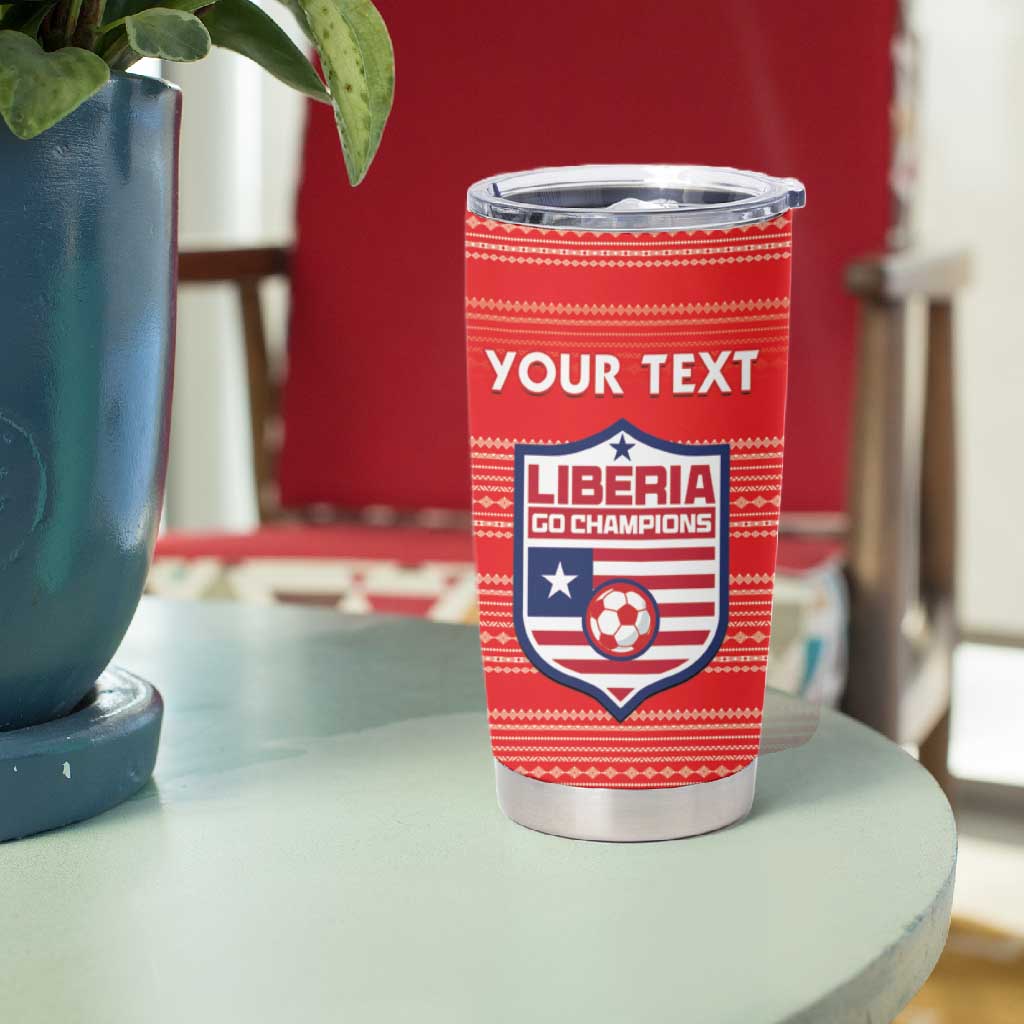 Custom Liberia Football Tumbler Cup African Tribal Pattern - Red Jersey LT15