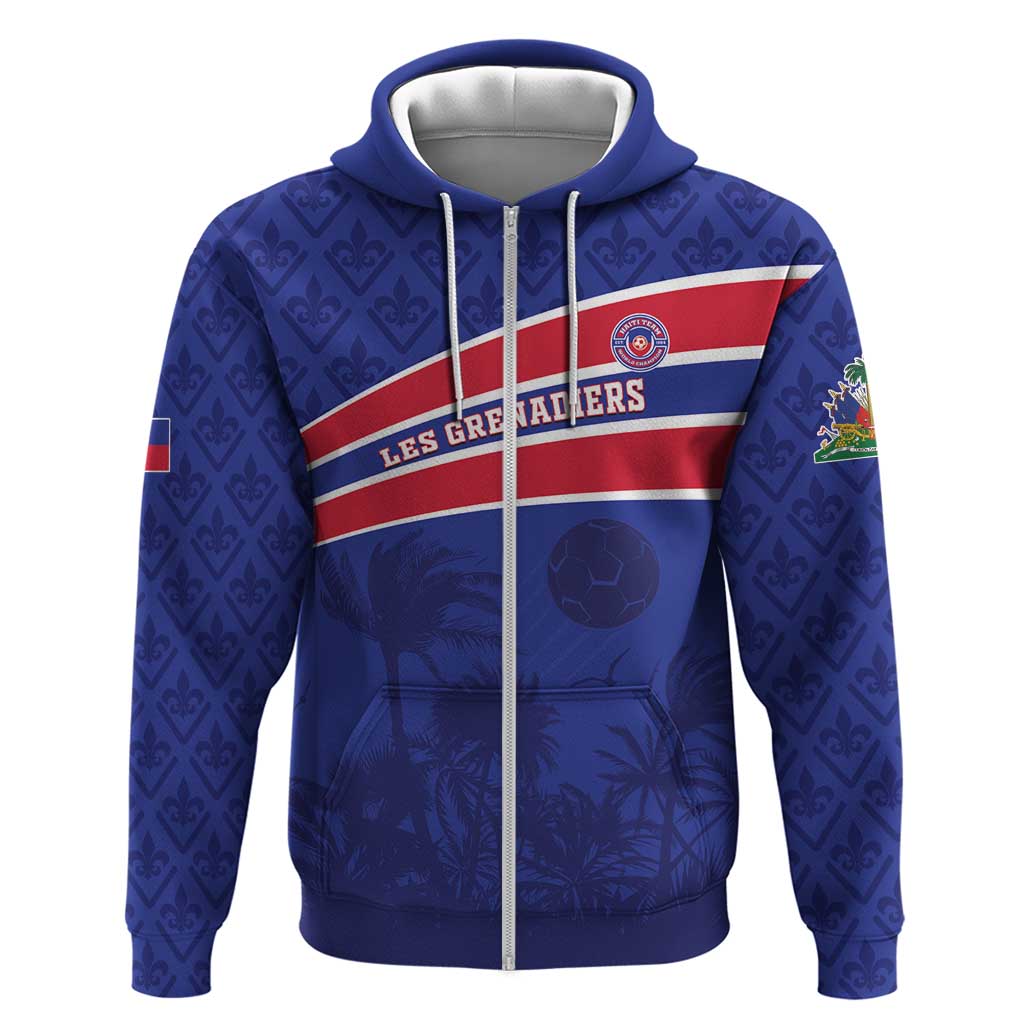 Custom Haiti Football Hoodie Les Grenadiers - Royal Palm LT15