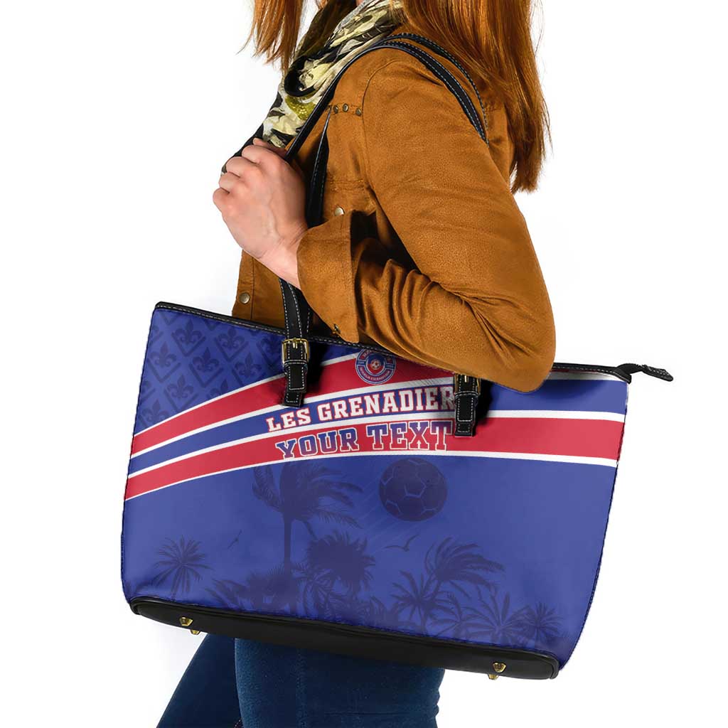 Custom Haiti Football Leather Tote Bag Les Grenadiers - Royal Palm LT15