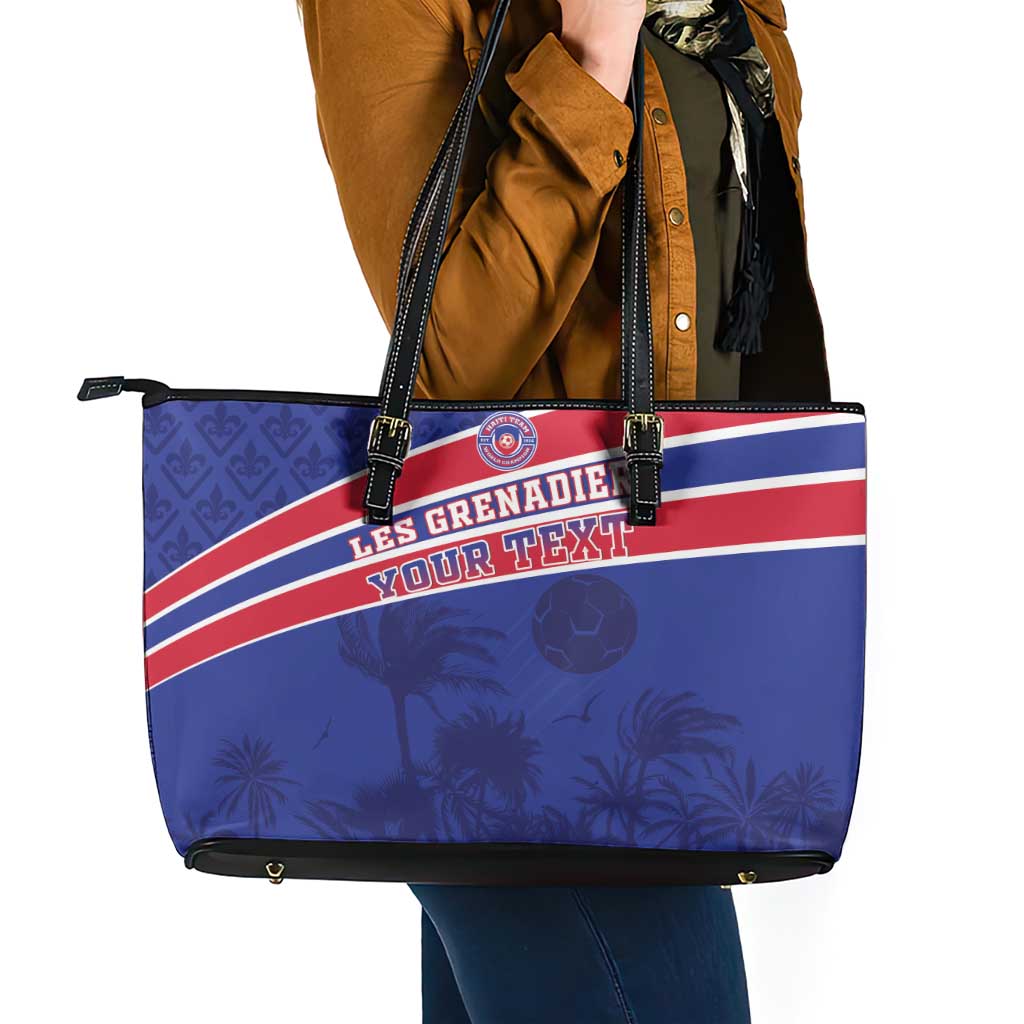 Custom Haiti Football Leather Tote Bag Les Grenadiers - Royal Palm LT15