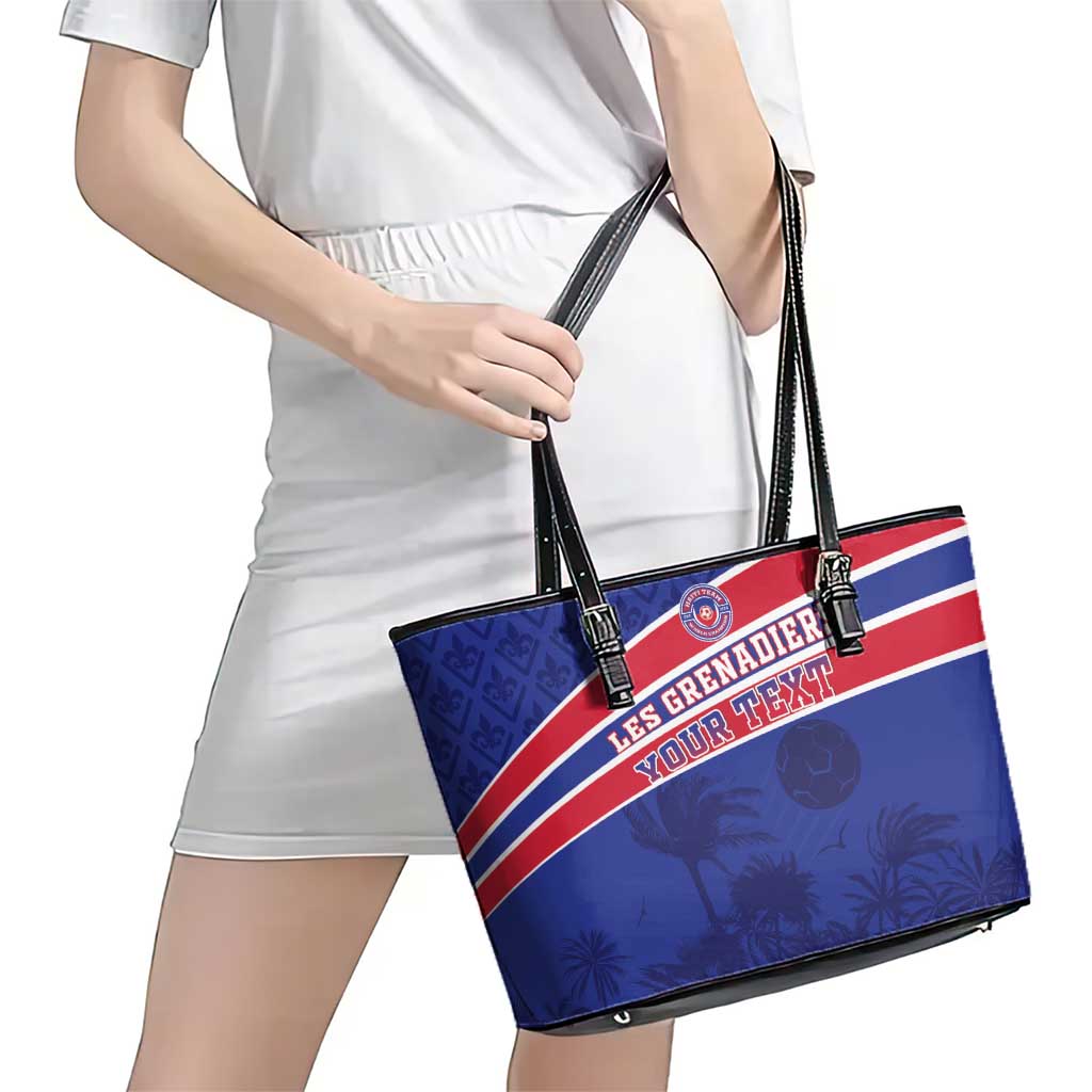Custom Haiti Football Leather Tote Bag Les Grenadiers - Royal Palm LT15