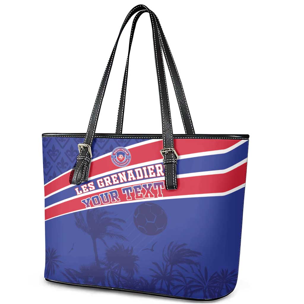 Custom Haiti Football Leather Tote Bag Les Grenadiers - Royal Palm LT15