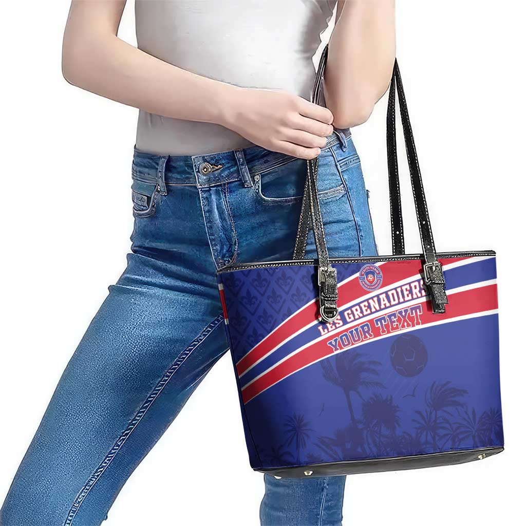 Custom Haiti Football Leather Tote Bag Les Grenadiers - Royal Palm LT15