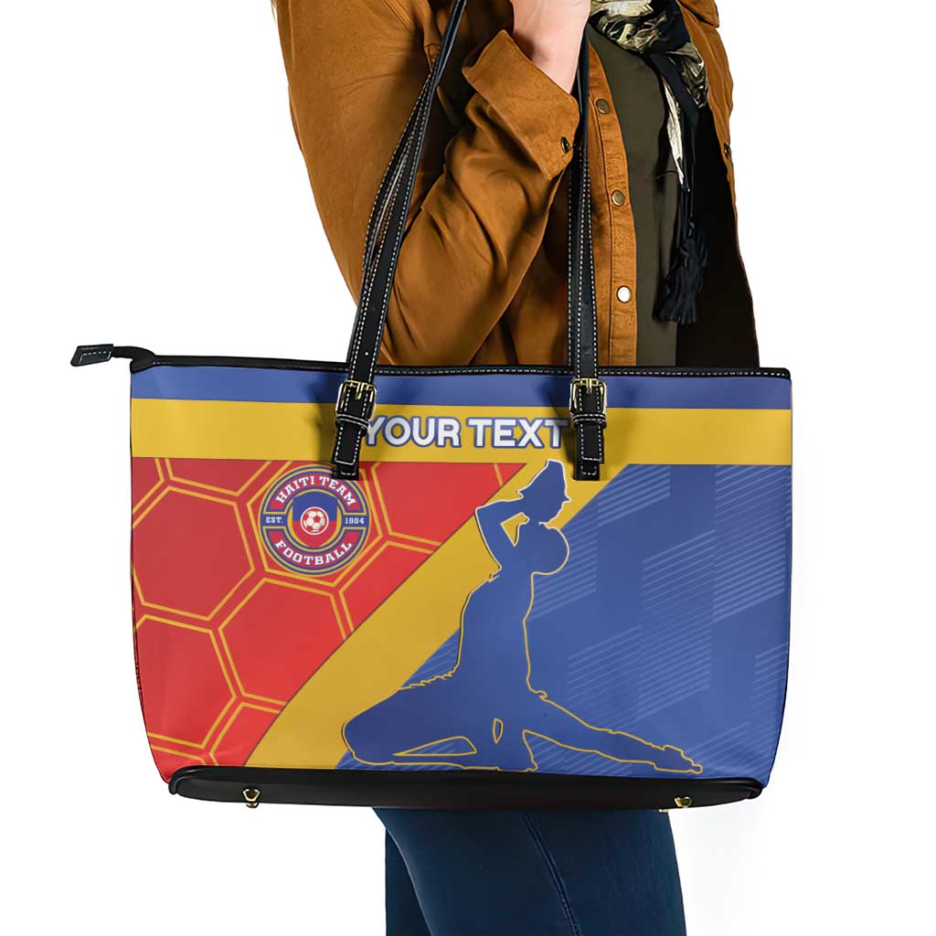 Custom Haiti Football Leather Tote Bag Neg Marron Go Ayiti LT15