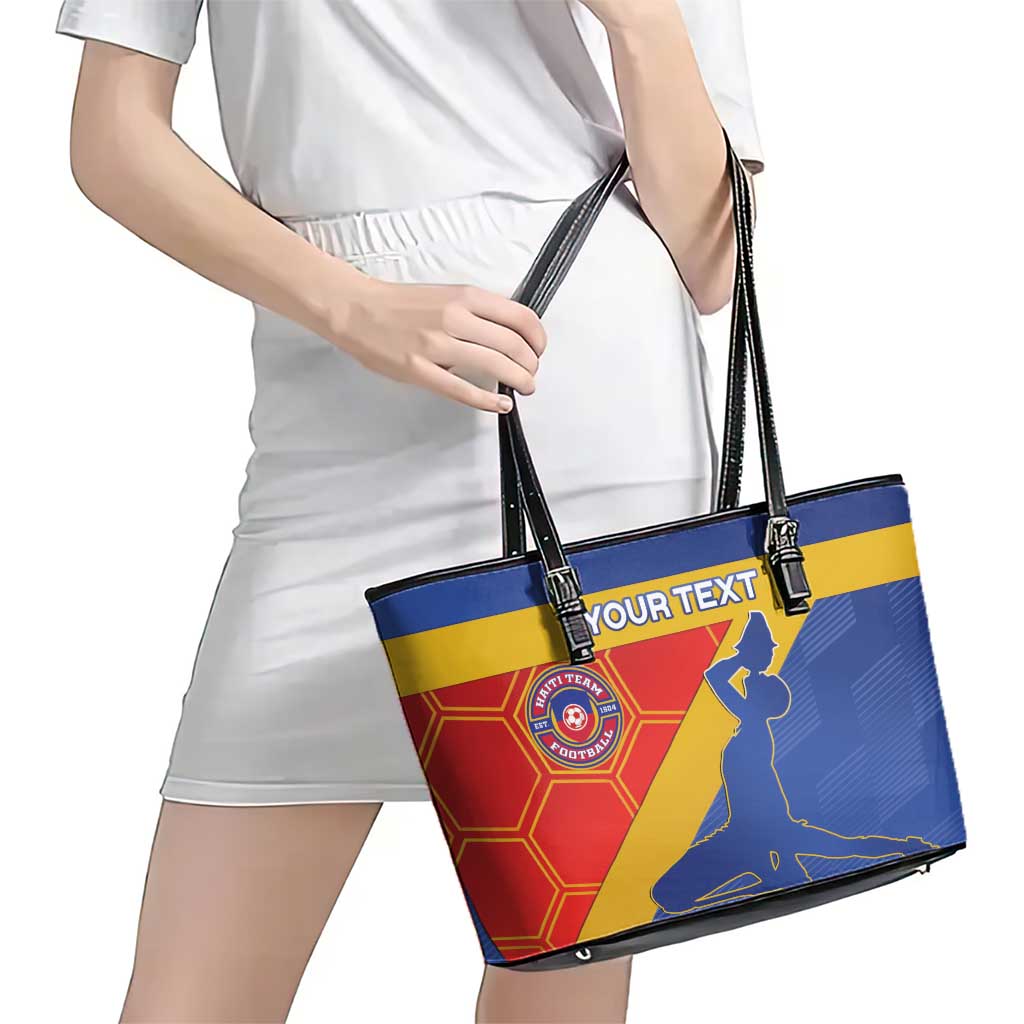 Custom Haiti Football Leather Tote Bag Neg Marron Go Ayiti LT15