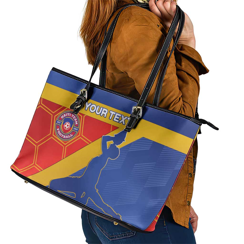 Custom Haiti Football Leather Tote Bag Neg Marron Go Ayiti LT15