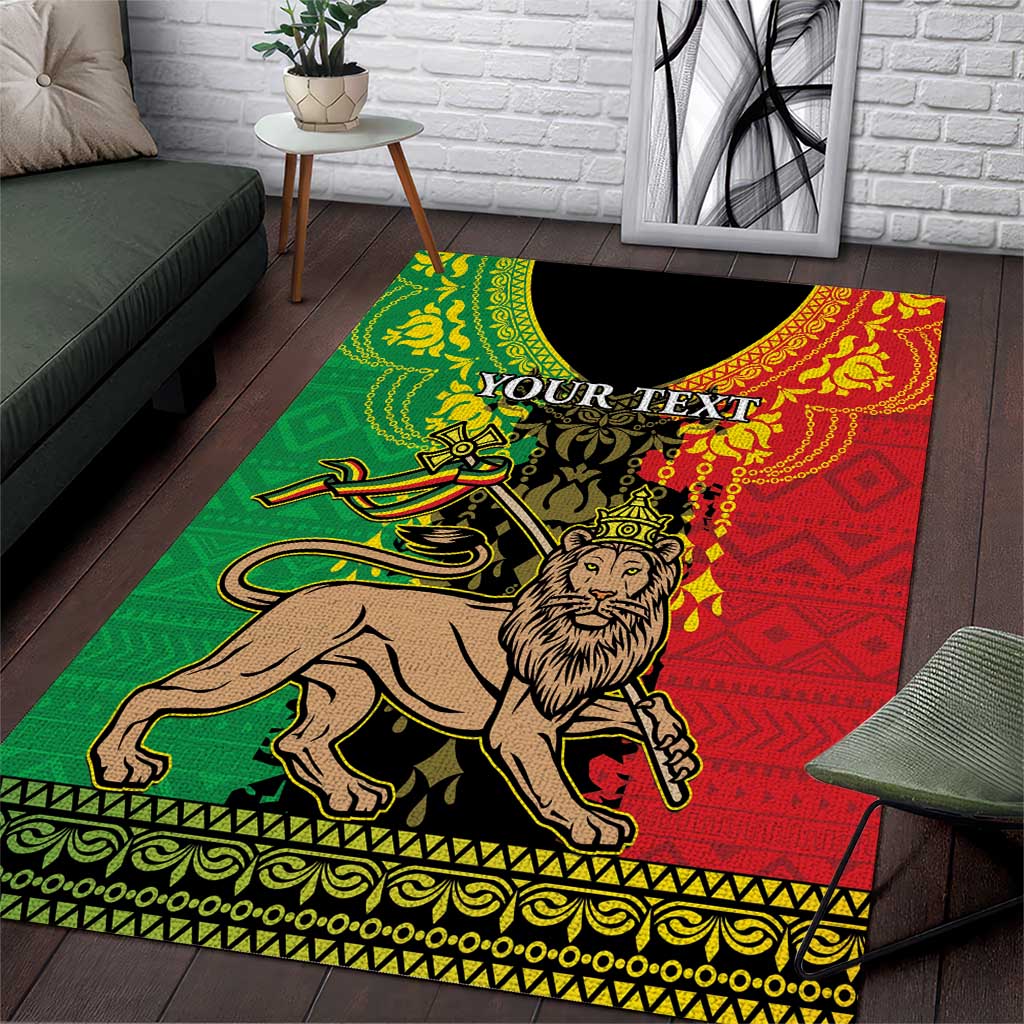 Personalised Afro Ethiopia Area Rug Lion Of Judah - African Pattern LT15