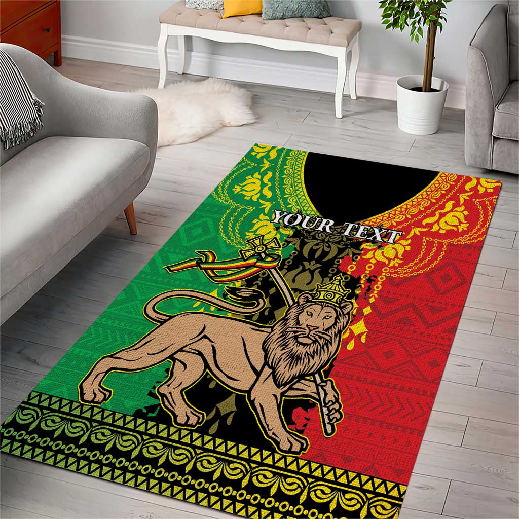 Personalised Afro Ethiopia Area Rug Lion Of Judah - African Pattern LT15