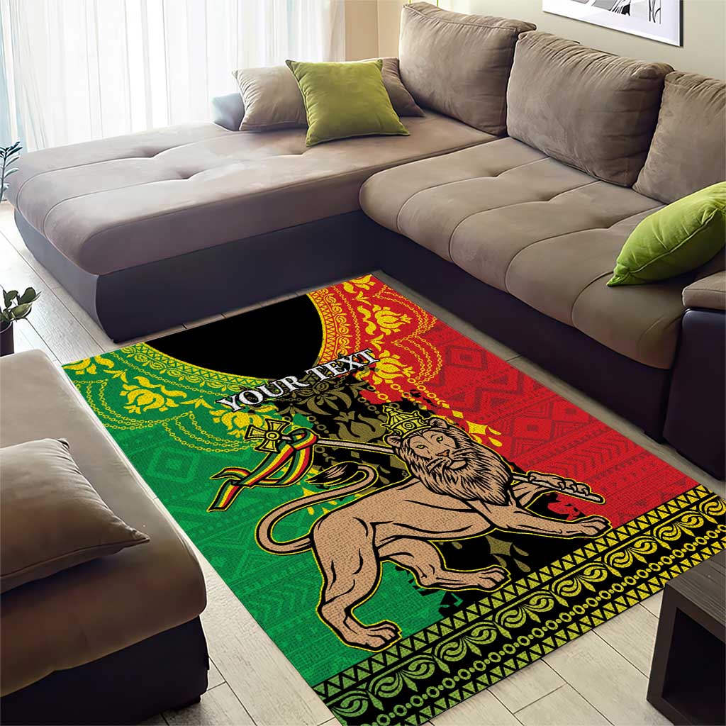 Personalised Afro Ethiopia Area Rug Lion Of Judah - African Pattern LT15