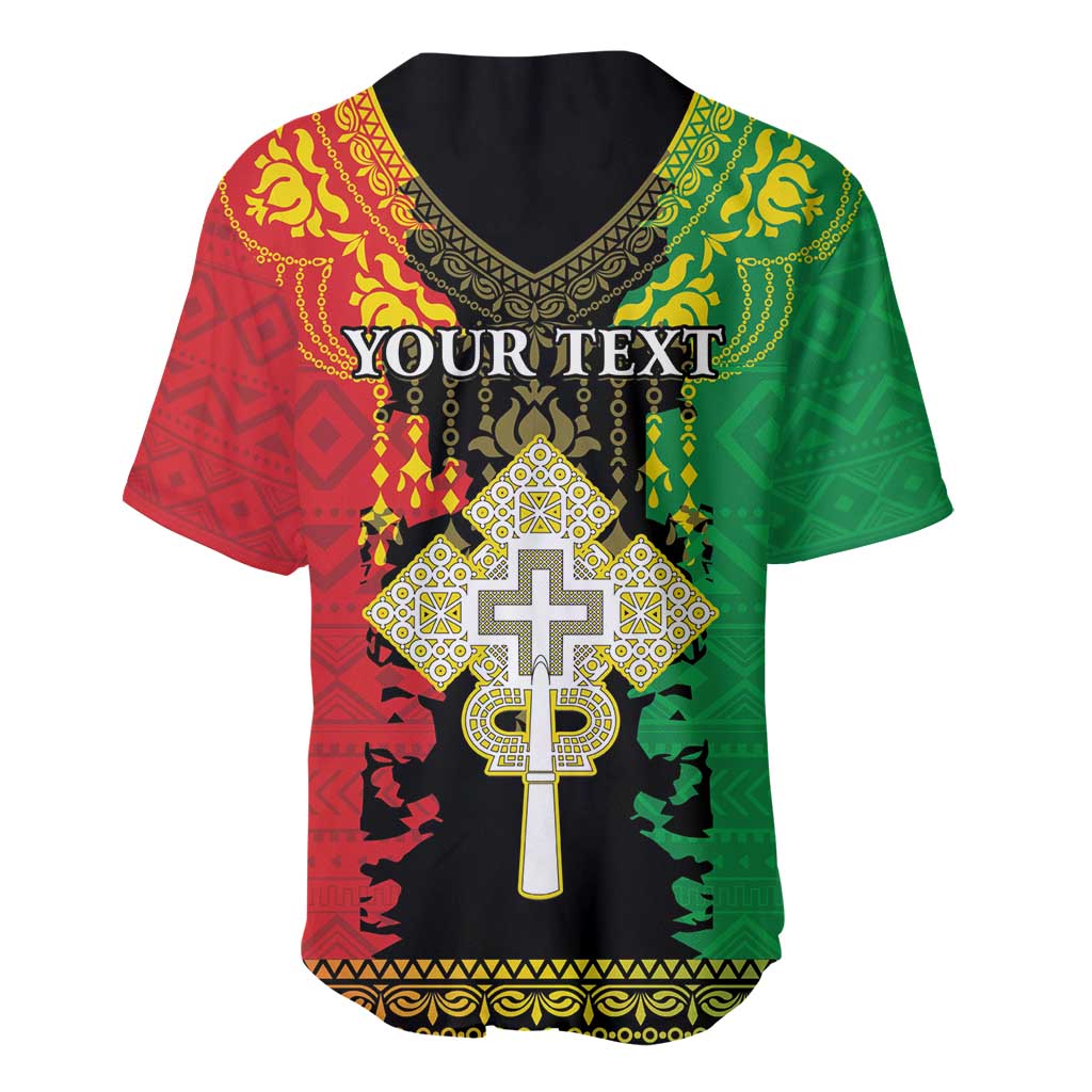Personalised Afro Ethiopia Baseball Jersey Lion Of Judah - African Pattern LT15