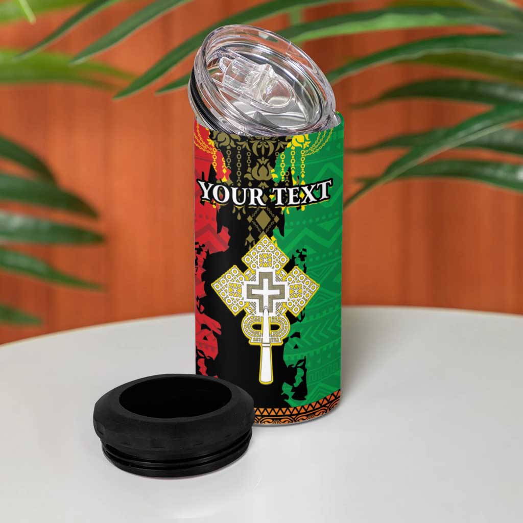 Personalised Afro Ethiopia 4 in 1 Can Cooler Tumbler Lion Of Judah - African Pattern LT15