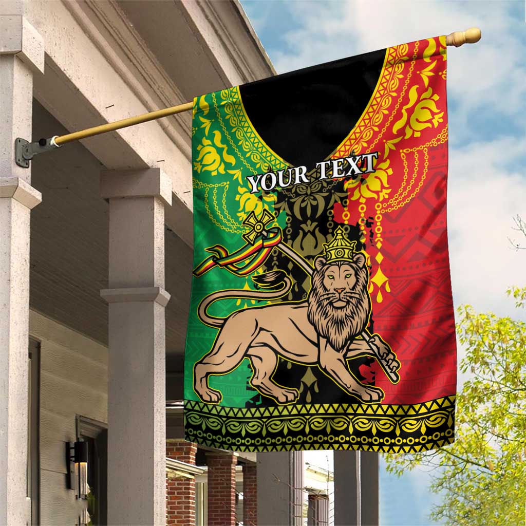 Personalised Afro Ethiopia Garden Flag Lion Of Judah - African Pattern LT15