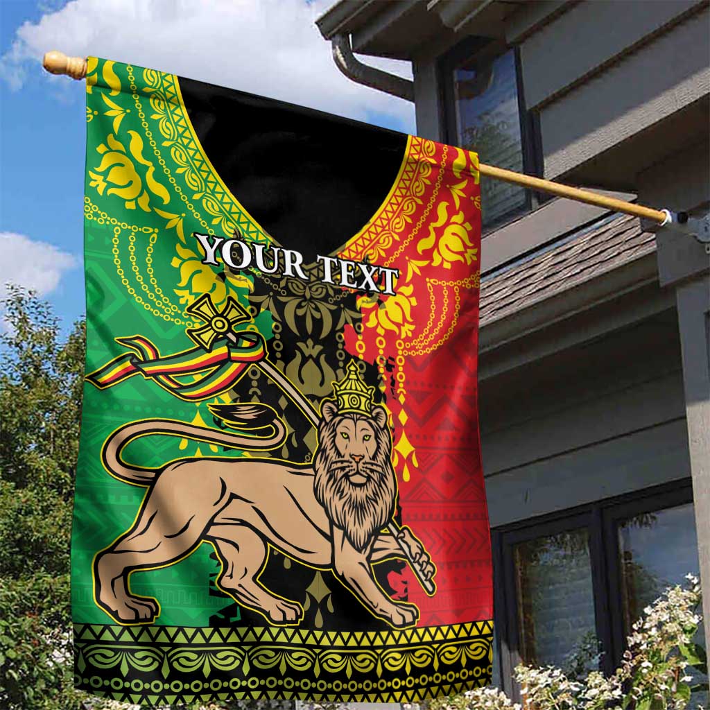 Personalised Afro Ethiopia Garden Flag Lion Of Judah - African Pattern LT15