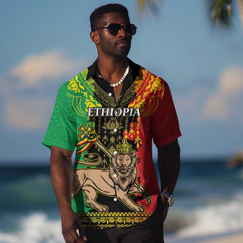 Personalised Afro Ethiopia Hawaiian Shirt Lion Of Judah - African Pattern LT15