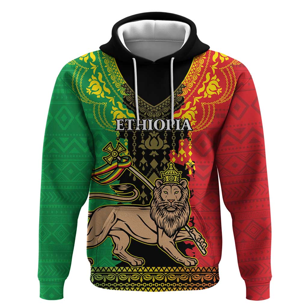 Personalised Ethiopia Hoodie Lion Of Judah Mix African Pattern LT15