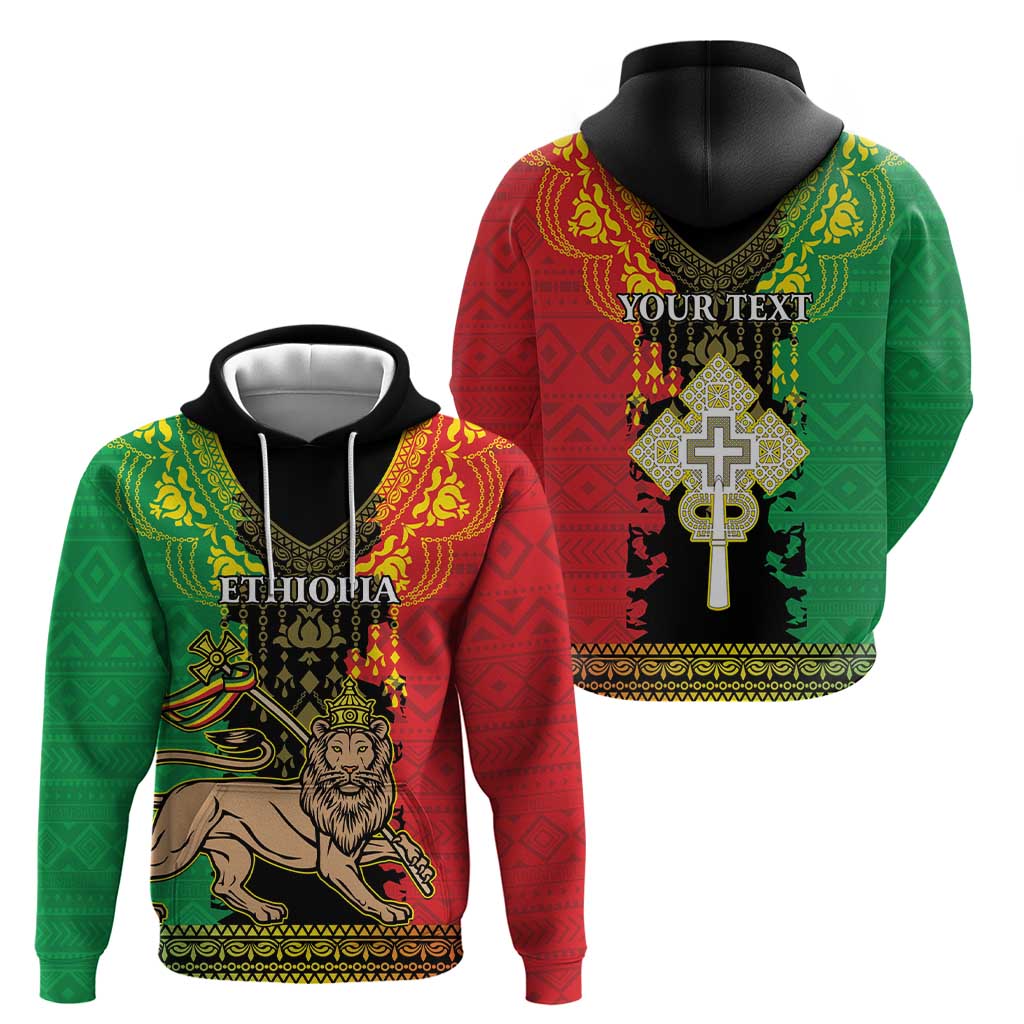 Personalised Ethiopia Hoodie Lion Of Judah Mix African Pattern LT15