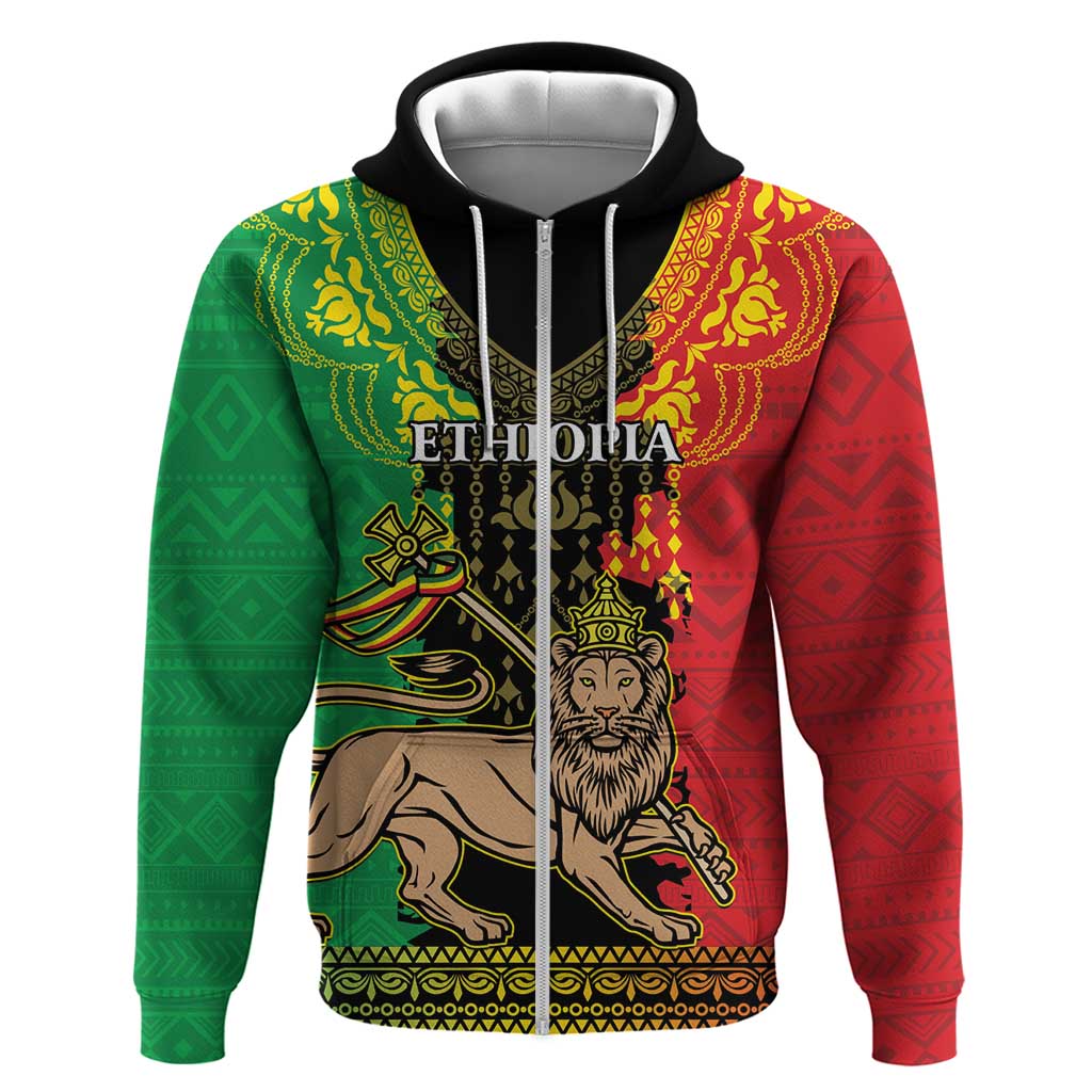 Personalised Ethiopia Hoodie Lion Of Judah Mix African Pattern LT15