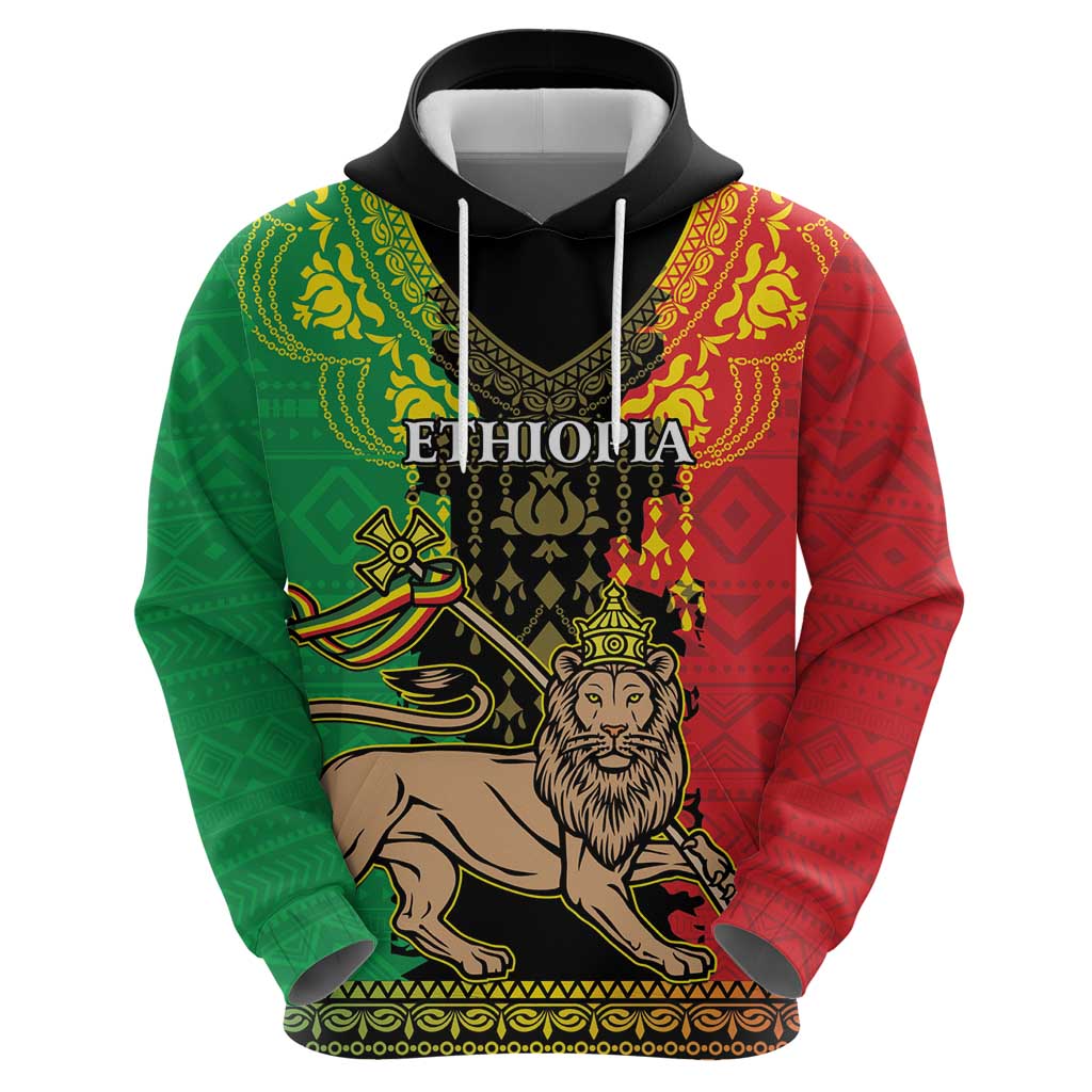 Personalised Ethiopia Hoodie Lion Of Judah Mix African Pattern LT15