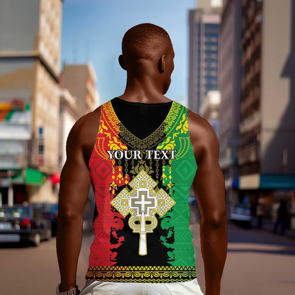 Personalised Afro Ethiopia Men Tank Top Lion Of Judah - African Pattern LT15