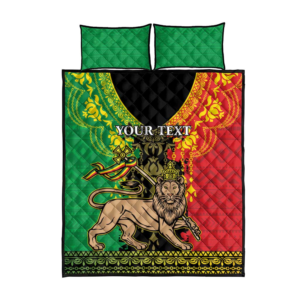 Personalised Afro Ethiopia Quilt Bed Set Lion Of Judah - African Pattern LT15