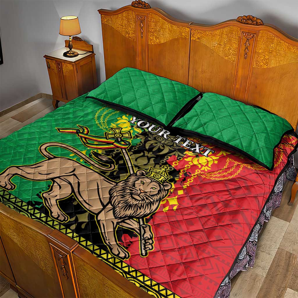 Personalised Afro Ethiopia Quilt Bed Set Lion Of Judah - African Pattern LT15