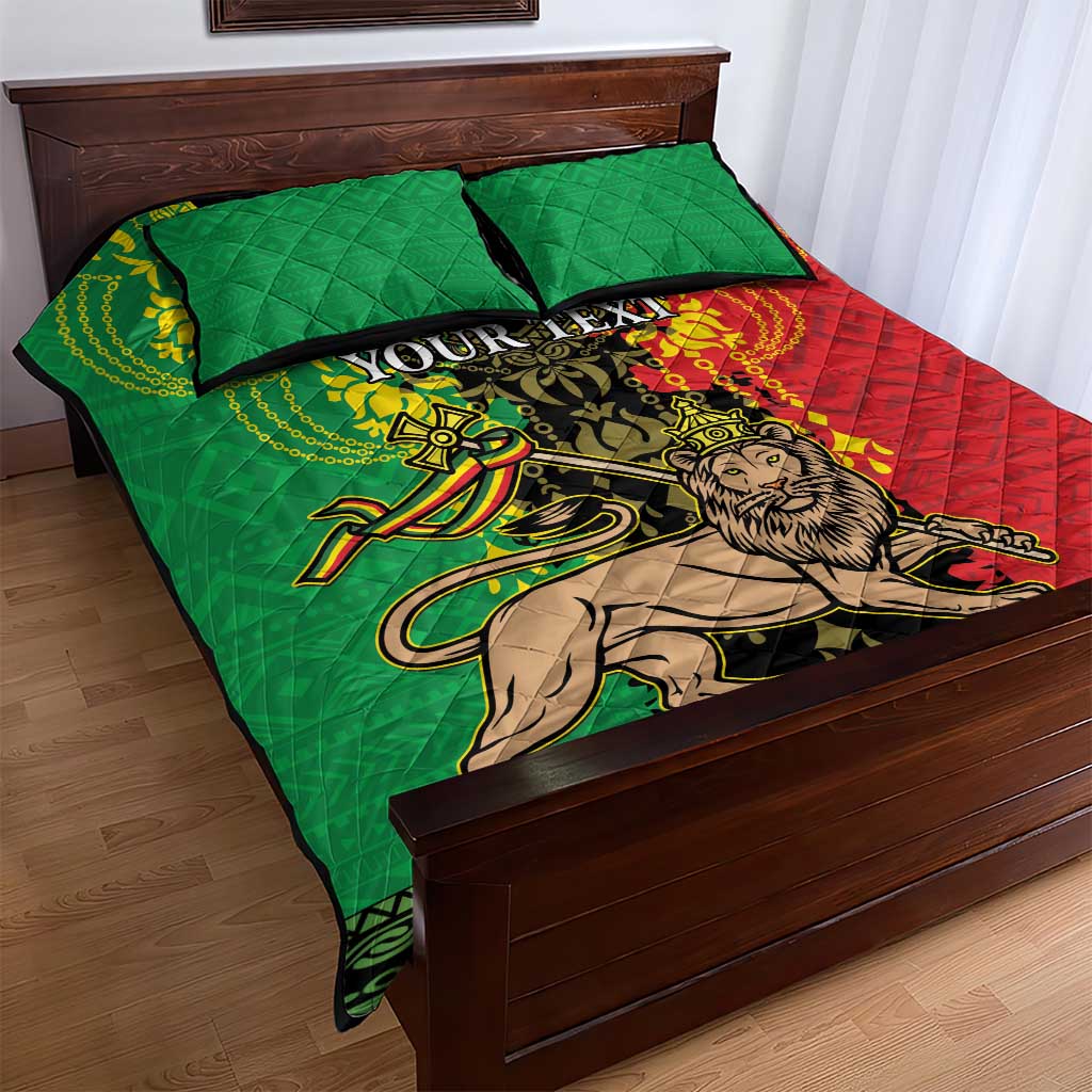Personalised Afro Ethiopia Quilt Bed Set Lion Of Judah - African Pattern LT15