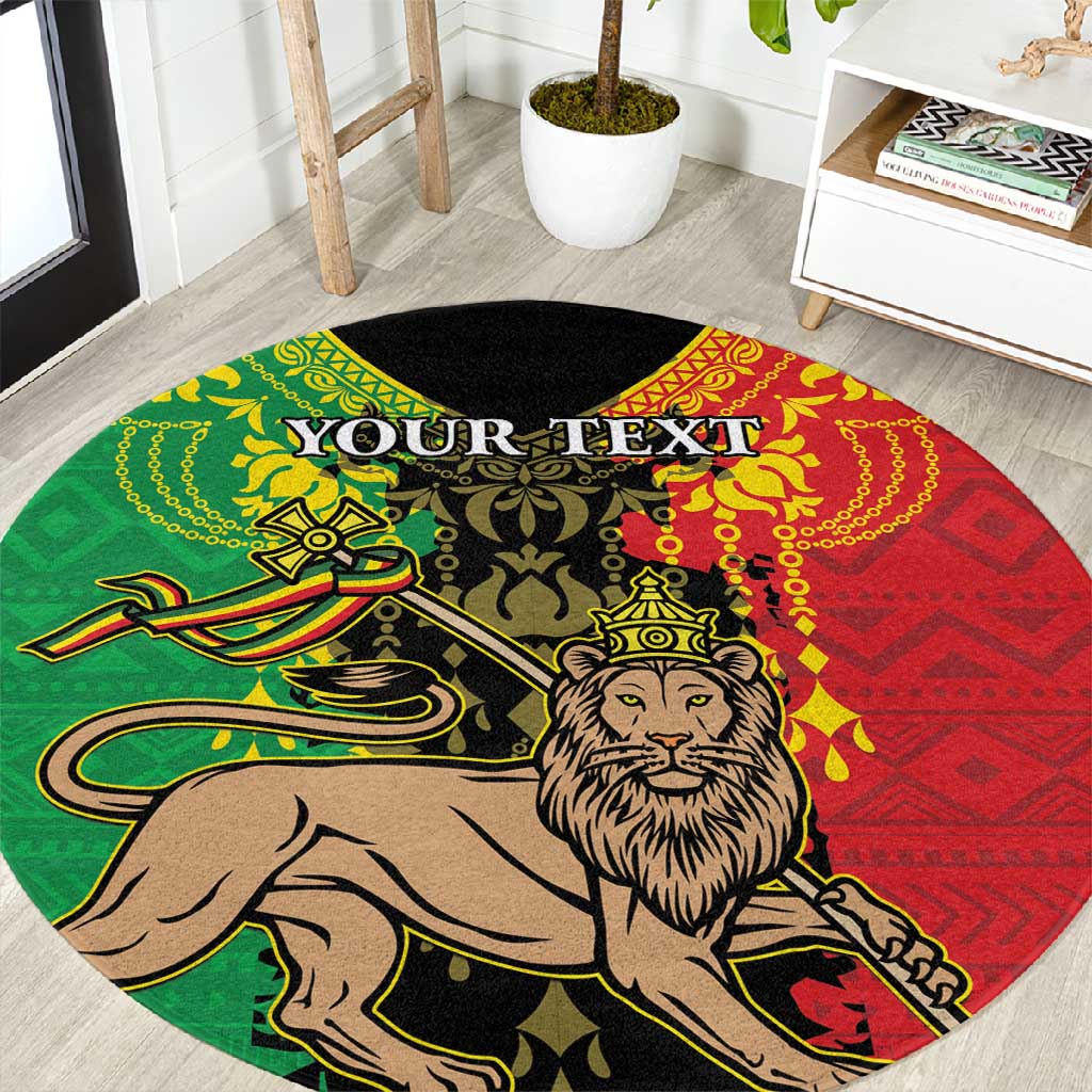 Personalised Afro Ethiopia Round Carpet Lion Of Judah - African Pattern LT15