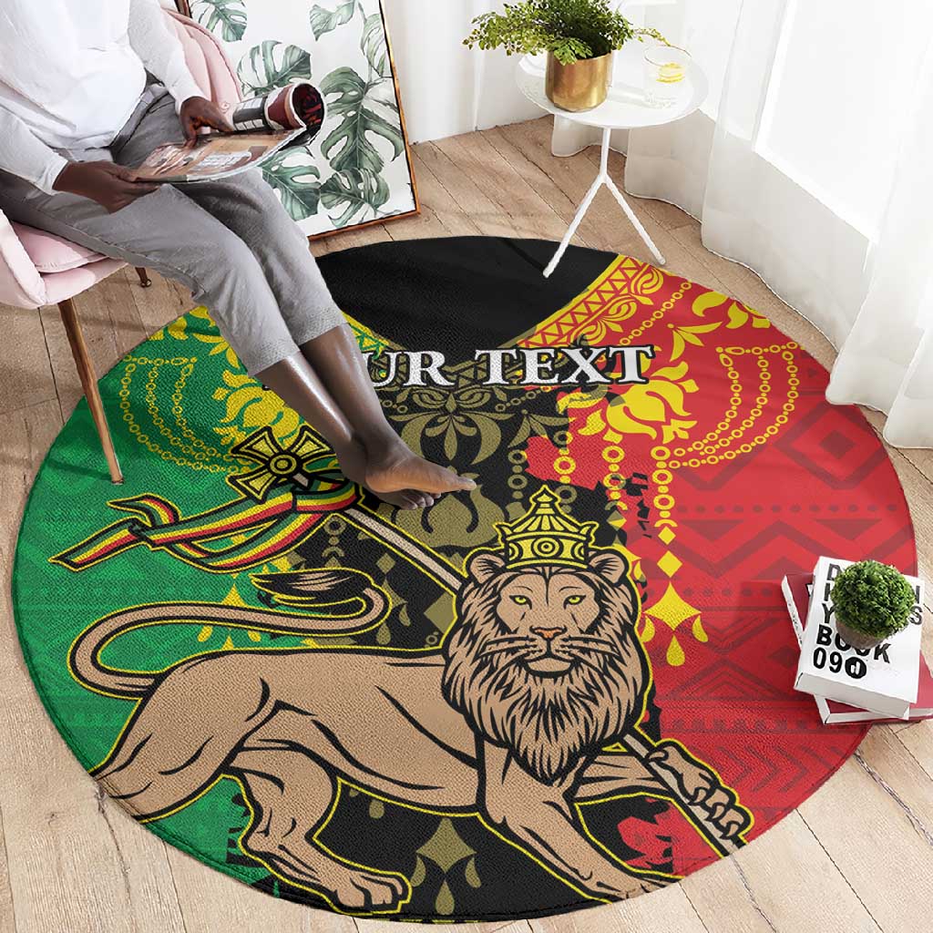 Personalised Afro Ethiopia Round Carpet Lion Of Judah - African Pattern LT15